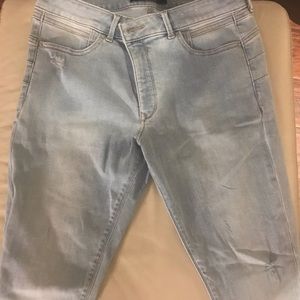 Express baby blue denim perfect lift ankle legging mid rise jeans size 12r 12r